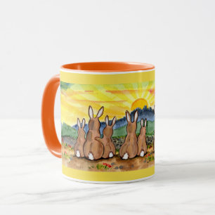 Rabbit Family Sunrise Bright Designer Mugg