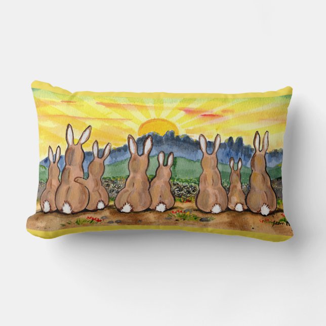 Rabbit Family Sunrise Designer Dekorativ kudde (Framsida)