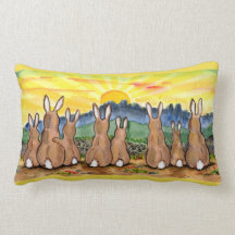 Rabbit Family Sunrise Designer Dekorativ kudde