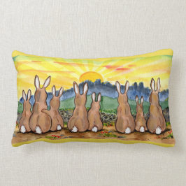 Rabbit Family Sunrise Designer Dekorativ kudde