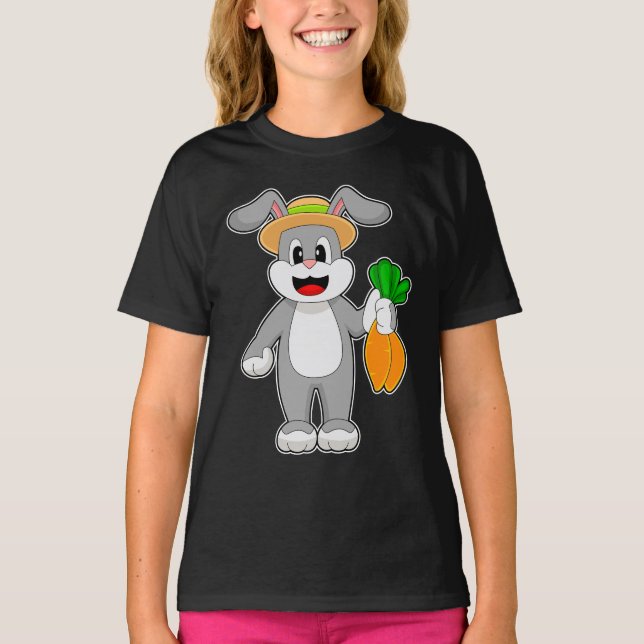 Rabbit Farmer Carrot Vegetables T Shirt (Framsida)