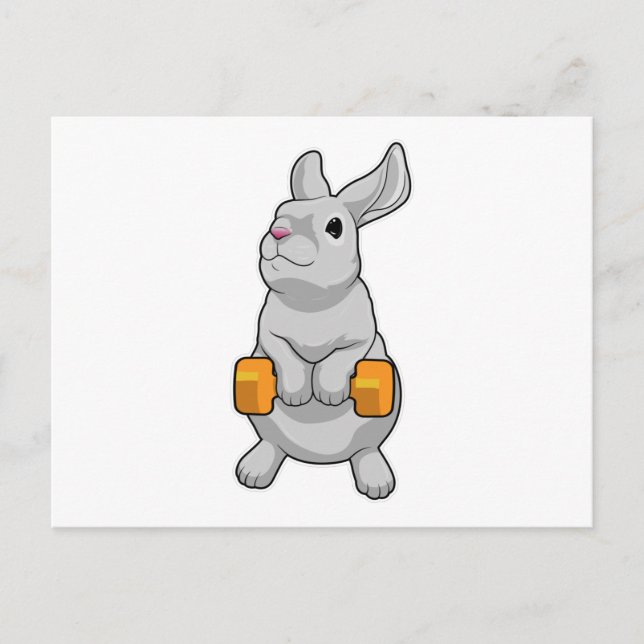 Rabbit Fitness Dumbbell Vykort (Framsida)