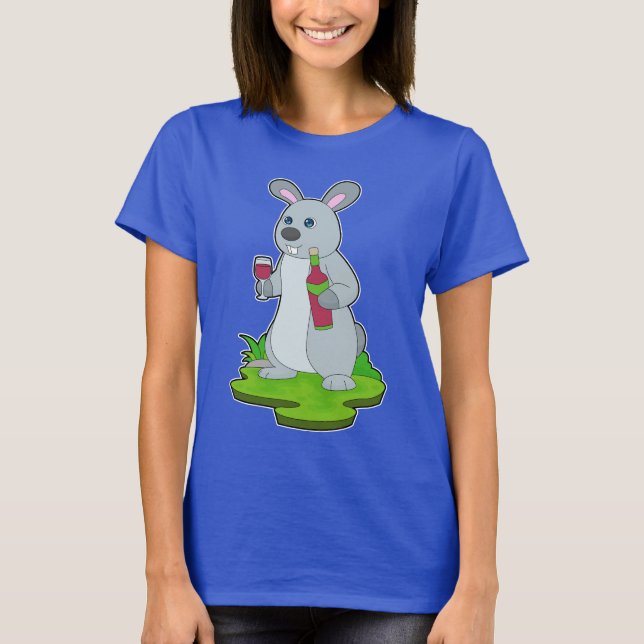 Rabbit Flaska Red vin T Shirt (Framsida)