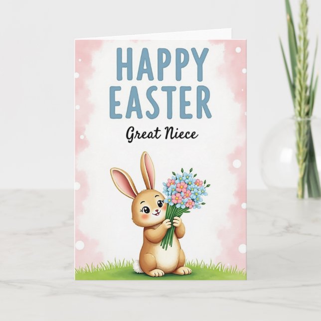 Rabbit Flower Pattern Easter Card Kort (Framsida)