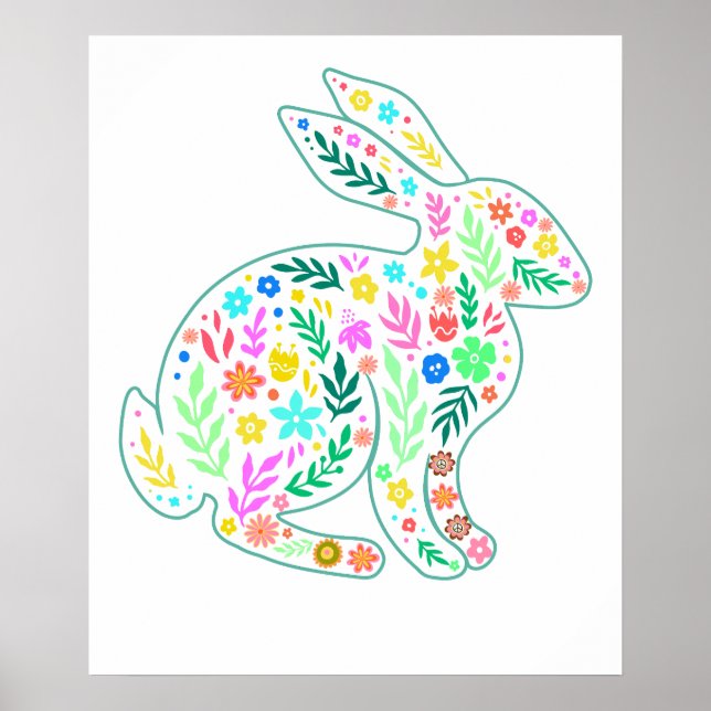 rabbit flower, retro, vintage poster (Framsidan)