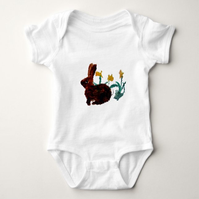 Rabbit Flowers Cute Vår Tee (Framsida)