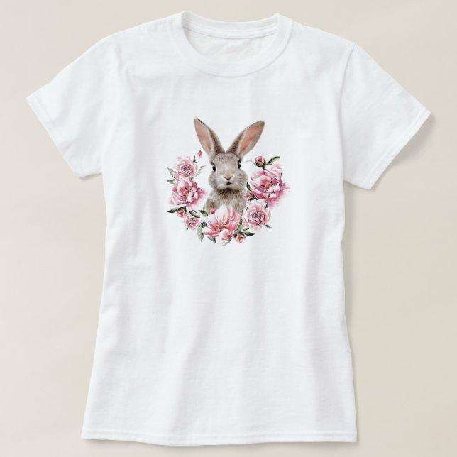 Rabbit Flowers T Shirt (Design framsida)