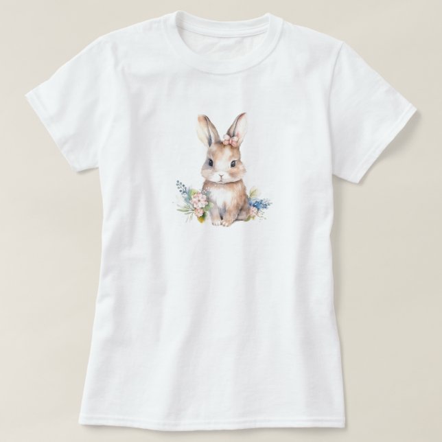 Rabbit Flowers T Shirt (Design framsida)