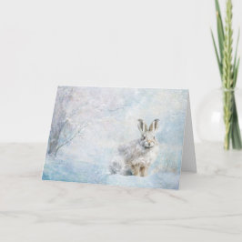 Rabbit för kutar av trädsdjur i Snö Hälsning Kort