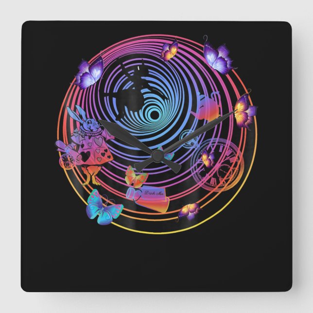 Rabbit Gift| Alice i underlandet Fyrkantig Klocka (Framsida)