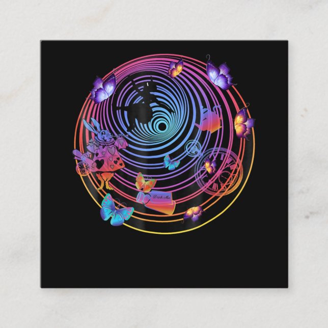 Rabbit Gift| Alice i underlandet Fyrkantigt Visitkort (Framsida)