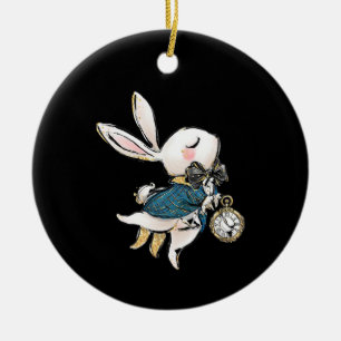Rabbit Gift Alice i Wonderland White Rabbit Julgransprydnad Keramik