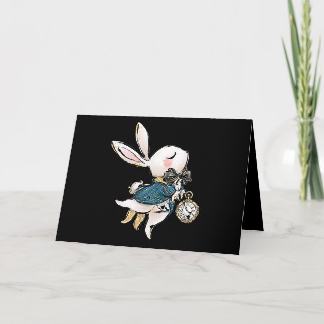 Rabbit Gift | Alice i Wonderland White Rabbit Kort (Framsida)