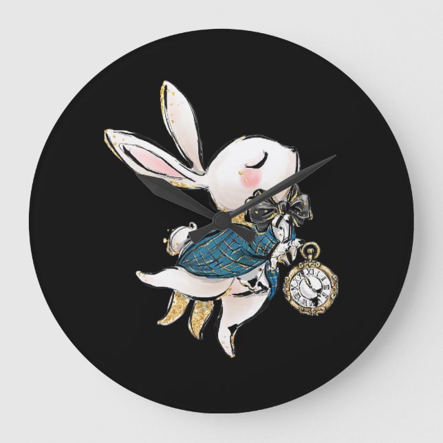 Rabbit Gift| Alice i Wonderland White Rabbit Stor Klocka (Framsida)