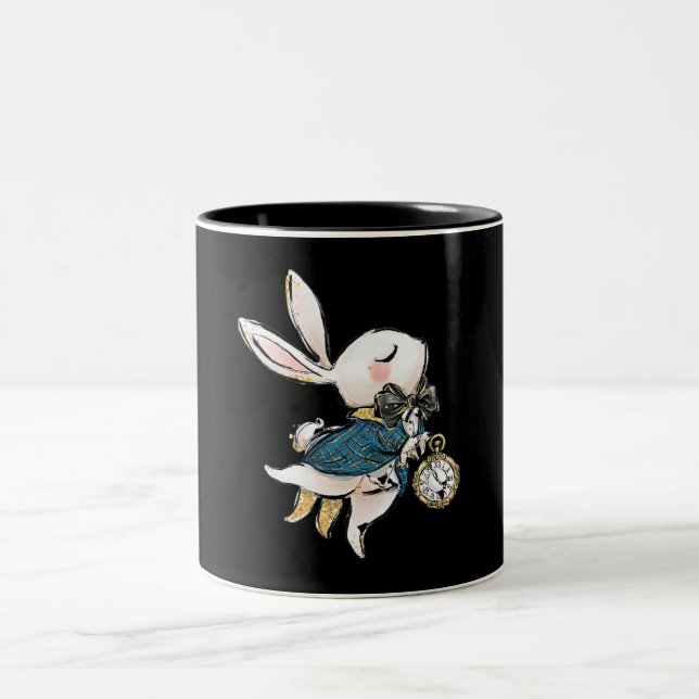 Rabbit Gift| Alice i Wonderland White Rabbit Två-Tonad Mugg (Center)