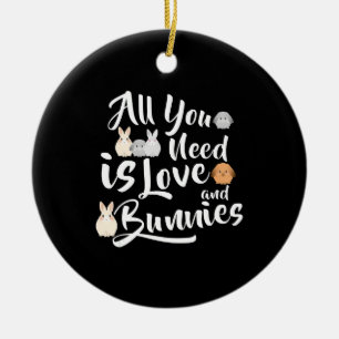 Rabbit Gift Allt du behöver är Kärlek och en b Julgransprydnad Keramik