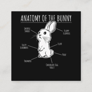 Rabbit Gift Anatomi hos Bunny Cute Rabbit Pet Kär Fyrkantigt Visitkort