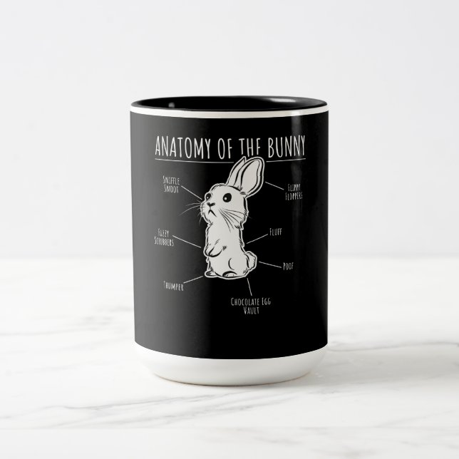 Rabbit Gift|Anatomi hos Bunny Cute Rabbit Pet Kärl Två-Tonad Mugg (Center)