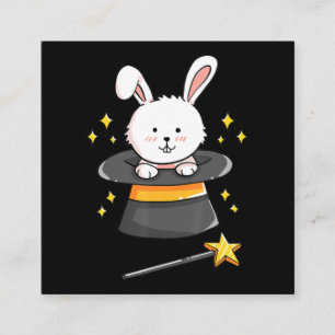Rabbit Gift Bunny Magic Trollspö Magician Wizard Fyrkantigt Visitkort