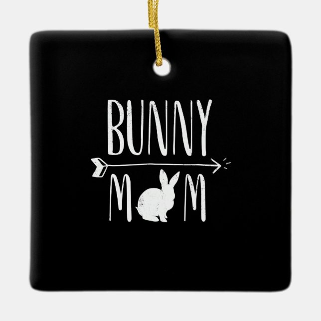 Rabbit Gift | Bunny Mamma Funny White Rabbit Gift Julgransprydnad Keramik (Framsida)