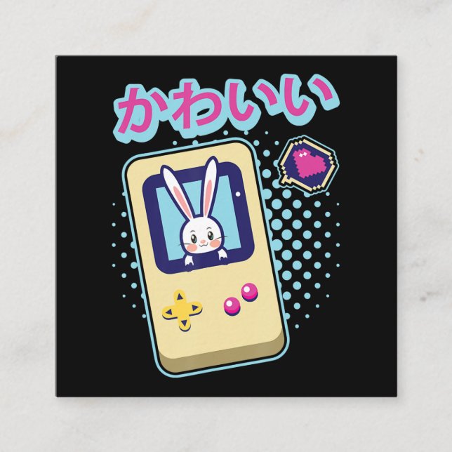 Rabbit Gift| Cute Bunny Pastel Kawaii Gamer Fyrkantigt Visitkort (Framsida)