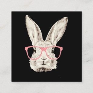Rabbit Gift Cute Bunny Rabbit Rosa Glasses fantil Fyrkantigt Visitkort