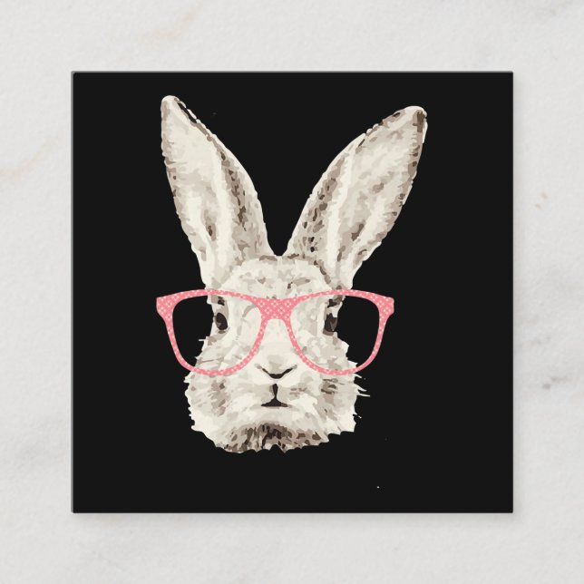 Rabbit Gift| Cute Bunny Rabbit Rosa Glasses fantil Fyrkantigt Visitkort (Framsida)
