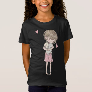Rabbit Gift Cute Little Girl & Bunny Rabbit Rosa T Shirt