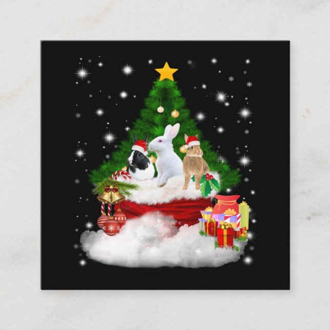 Rabbit Gift| God jul Rabbit Loite Gift Fyrkantigt Visitkort (Framsida)