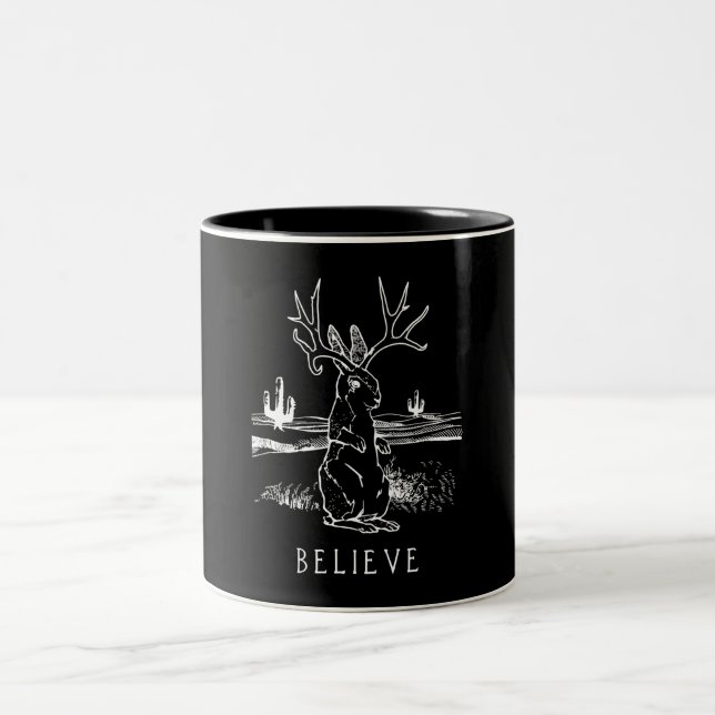 Rabbit Gift| Tro Jackalope Två-Tonad Mugg (Center)