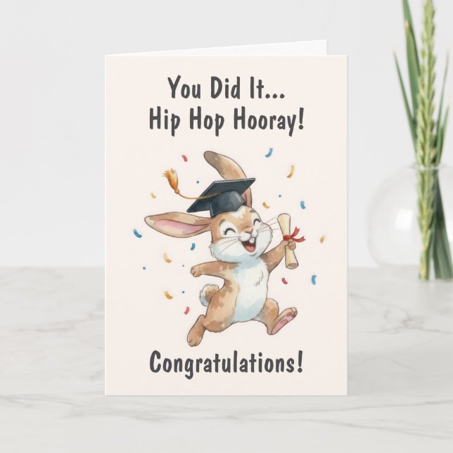 Rabbit Graduation Card Kort (Framsida)