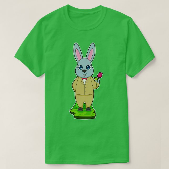 Rabbit Groom Kostym Bröllop T Shirt (Design framsida)