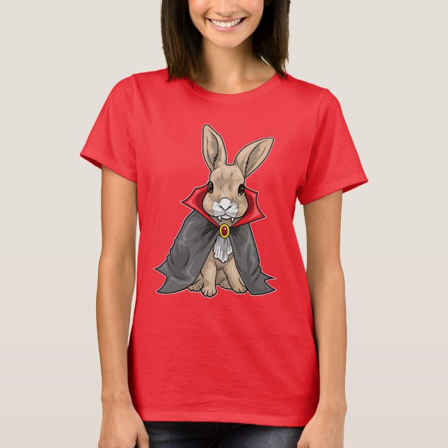 Rabbit Halloween Vampire T Shirt (Framsida)