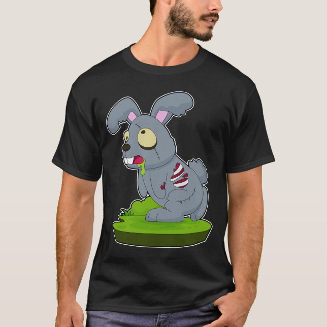Rabbit Halloween Zombie T Shirt (Framsida)