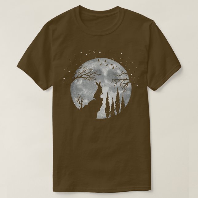 Rabbit Hare Animal Full Moon på NightFunny Pet Bun T Shirt (Design framsida)