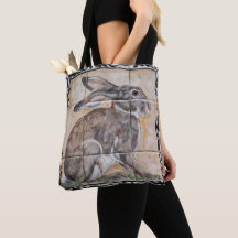 Rabbit Hare Jackkanit Tile Se Tote Bag