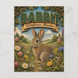 Rabbit Hare Wildflower Meadow POPCUT Vykort