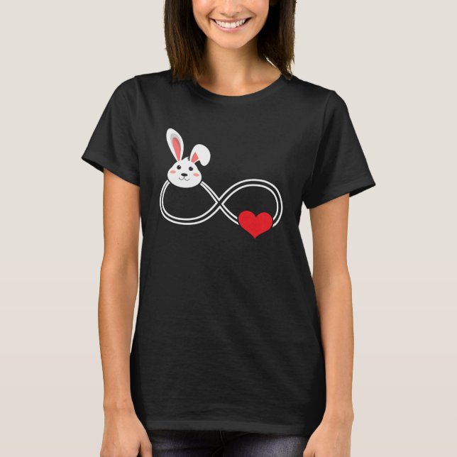 Rabbit Heart Animal Love Infinity T Shirt (Framsida)