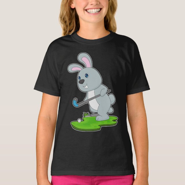 Rabbit Hockey Hockey stick T Shirt (Framsida)