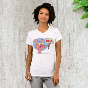 Rabbit Holding A Glad påsk Sign Womens T-Shirt
