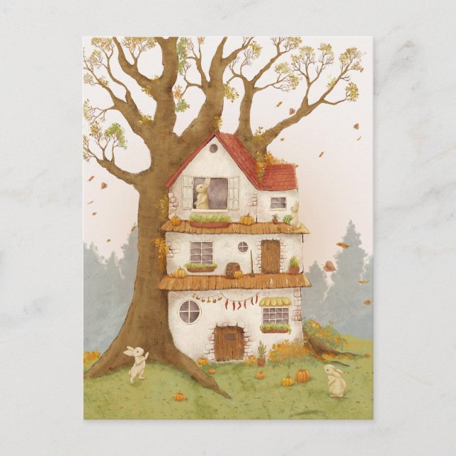 Rabbit hole on a tree vykort (Framsida)