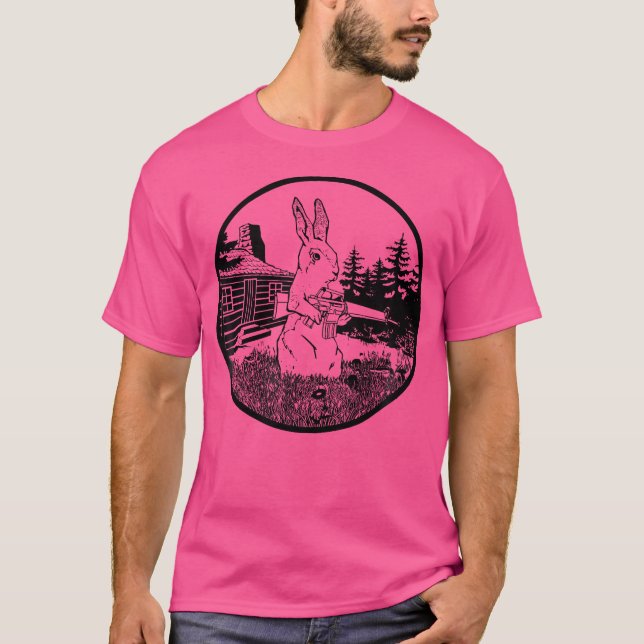 Rabbit Hunter Armed Bunny med Gun Apparel T Shirt (Framsida)