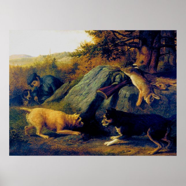 Rabbit Hunters Thomas Hewes Hinckley 1850 Poster (Framsidan)