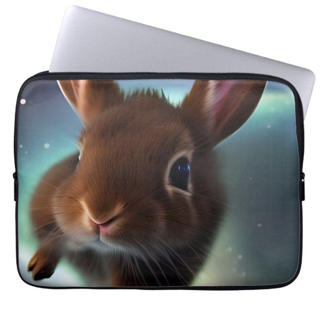 Rabbit i baby i rymden laptop fodral (Framsidan)