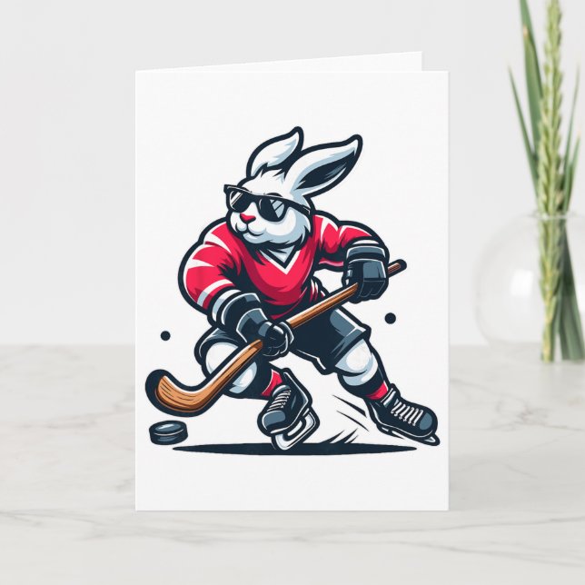 Rabbit Ice Hockey Bunny Easter Day  Kort (Framsida)