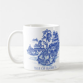 Rabbit Island Blue Willow Whimsical Asian Mönster Kaffemugg