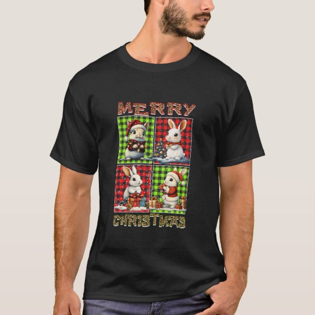 Rabbit Leopard Buffalo Play Animals Älskare Merry  T Shirt (Framsida)