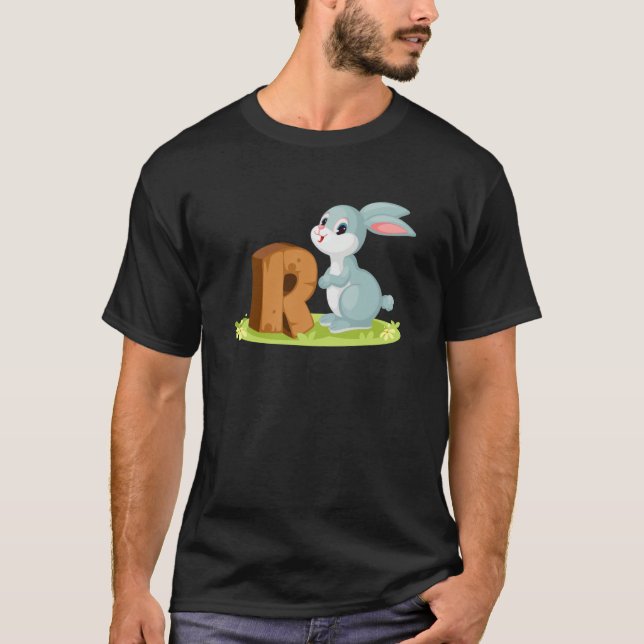 Rabbit Letter R Alphabet Animals For Boys Girls T Shirt (Framsida)