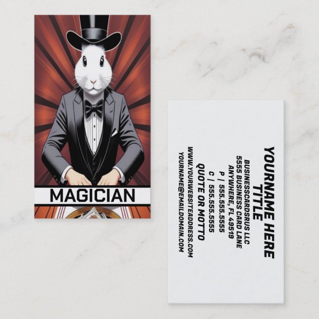Rabbit Magician Hat Visitkort (Fram/baksida)