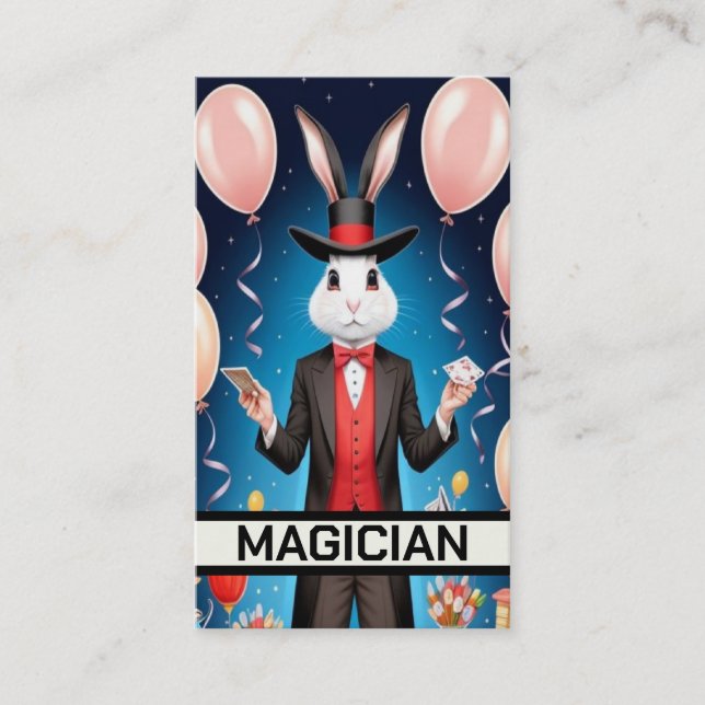 Rabbit Magician Performing Magic Act Visitkort (Framsida)